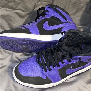 Black suede and purple Jordan 1